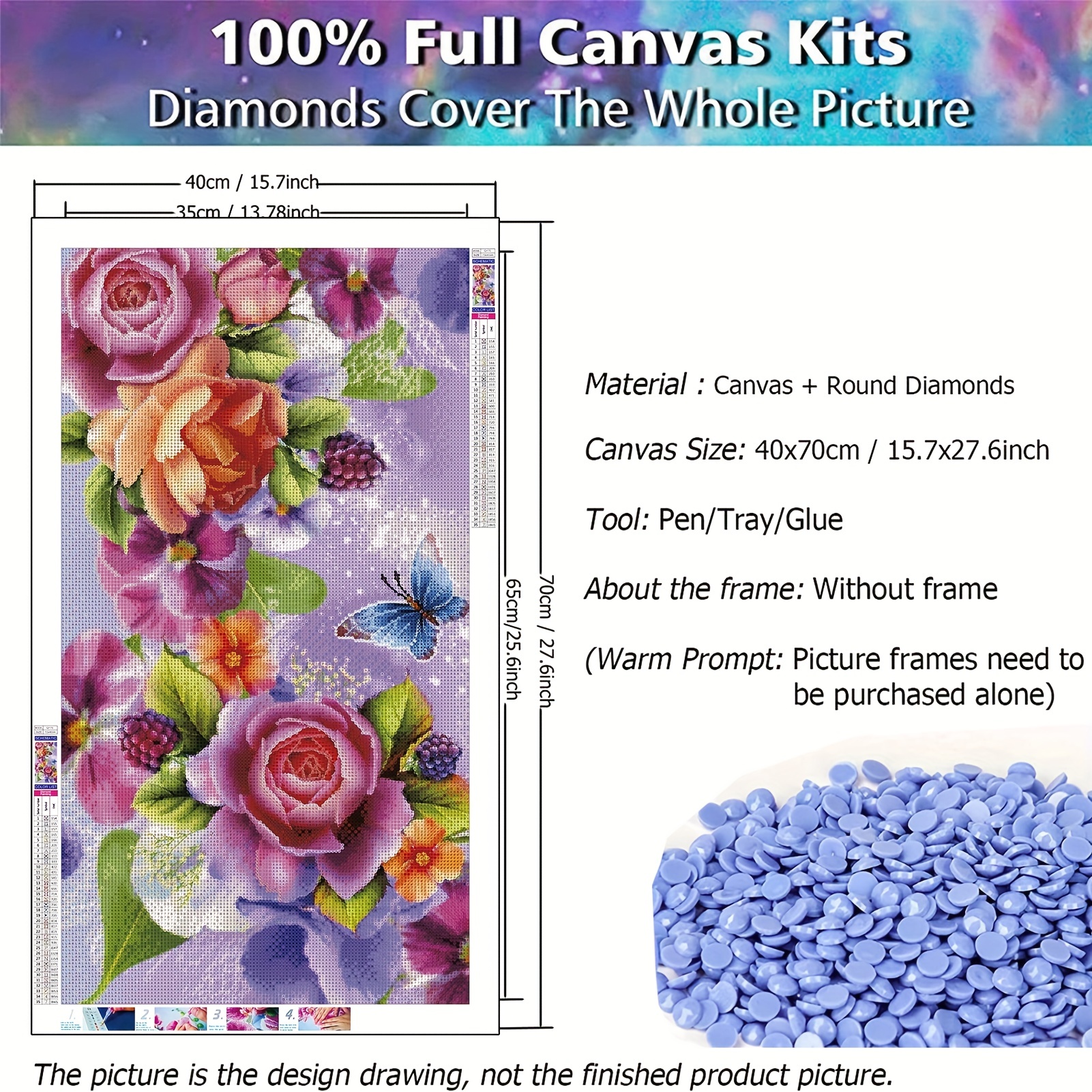 5d Diy Large Diamond Painting Kits Adult Lotus Flower Round - Temu