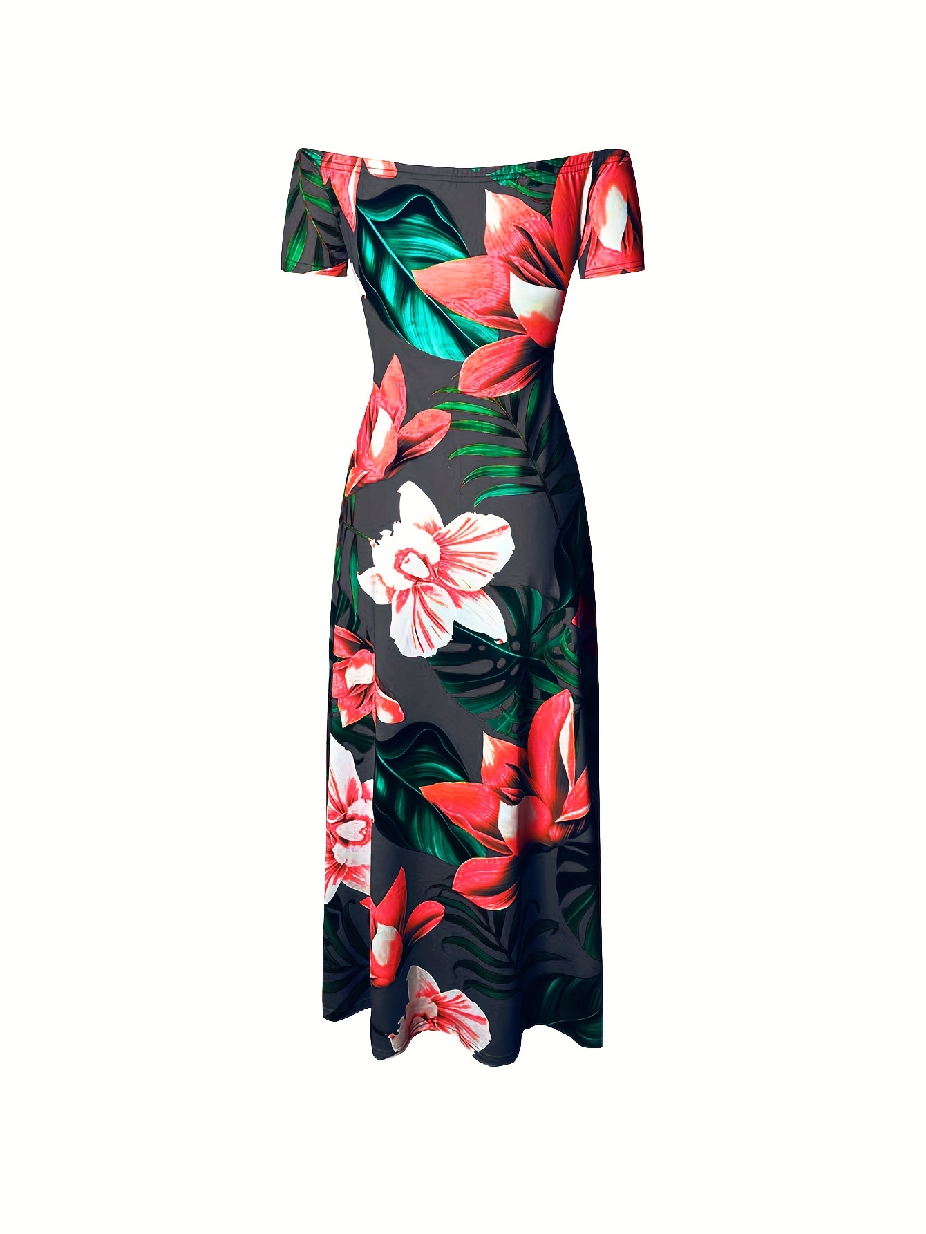 Floral Print Cut shoulder Dress Resort Wear Split Hem - Temu