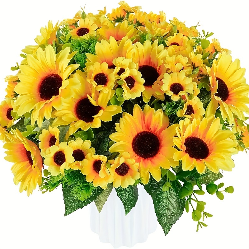 Stelo di girasole artificiale, steli di fiori artificiali, fiori gialli di  seta, disposizione di girasole, decorazione di nozze di girasole, steli  finti per vaso -  Italia