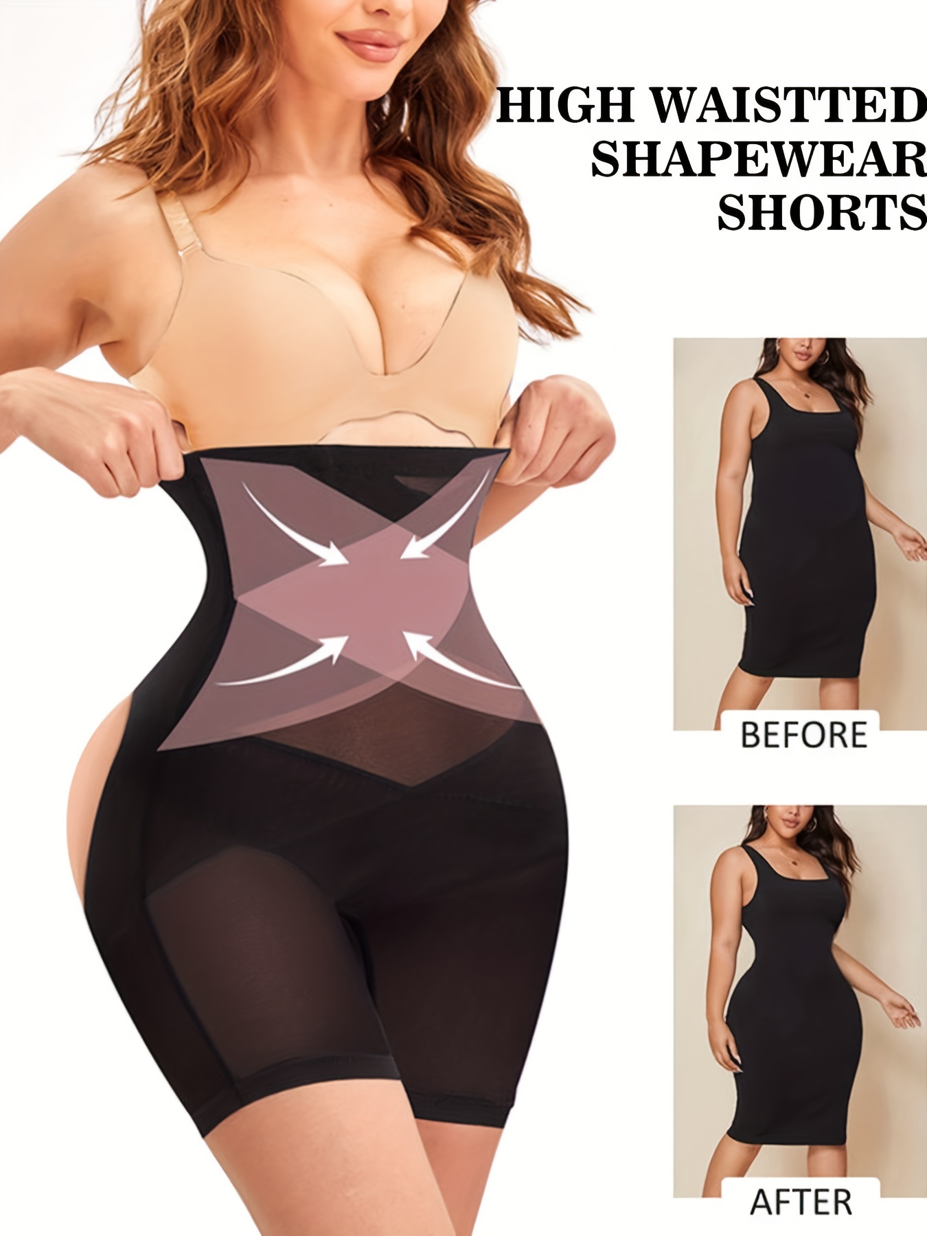 Lace Decor Tummy Control High Waist Training Shaping Shorts, Non-slip  Shorts Hip Lifting Thigh Slim Fit Panties, Women's Activewear