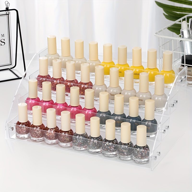 DreamGenius Portable Nail Polish Clear Organizer for 48 Bottles, Double Side and Locking Lids Gel Polish Storage Holder, Space Saver with 8 Adjustable