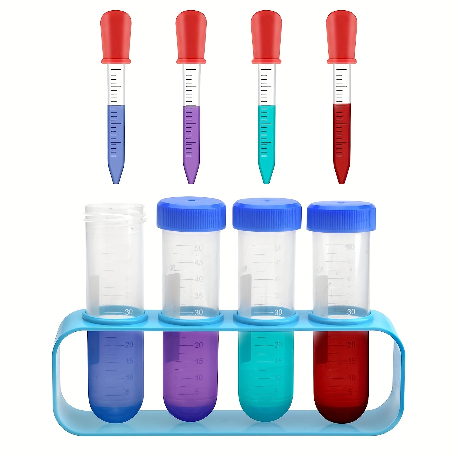 9pcs Plastic Pipettes Kids 5 Ml Test Tubes With Stand Pipette Set With