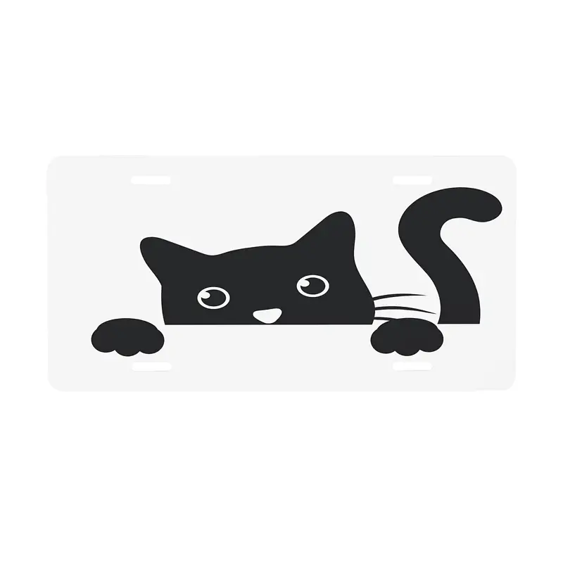1PC License Plate Cat Down Watching On The White Background Decorative Car Front License Plate Aluminum Novelty License Plate 6 X 12 Inch