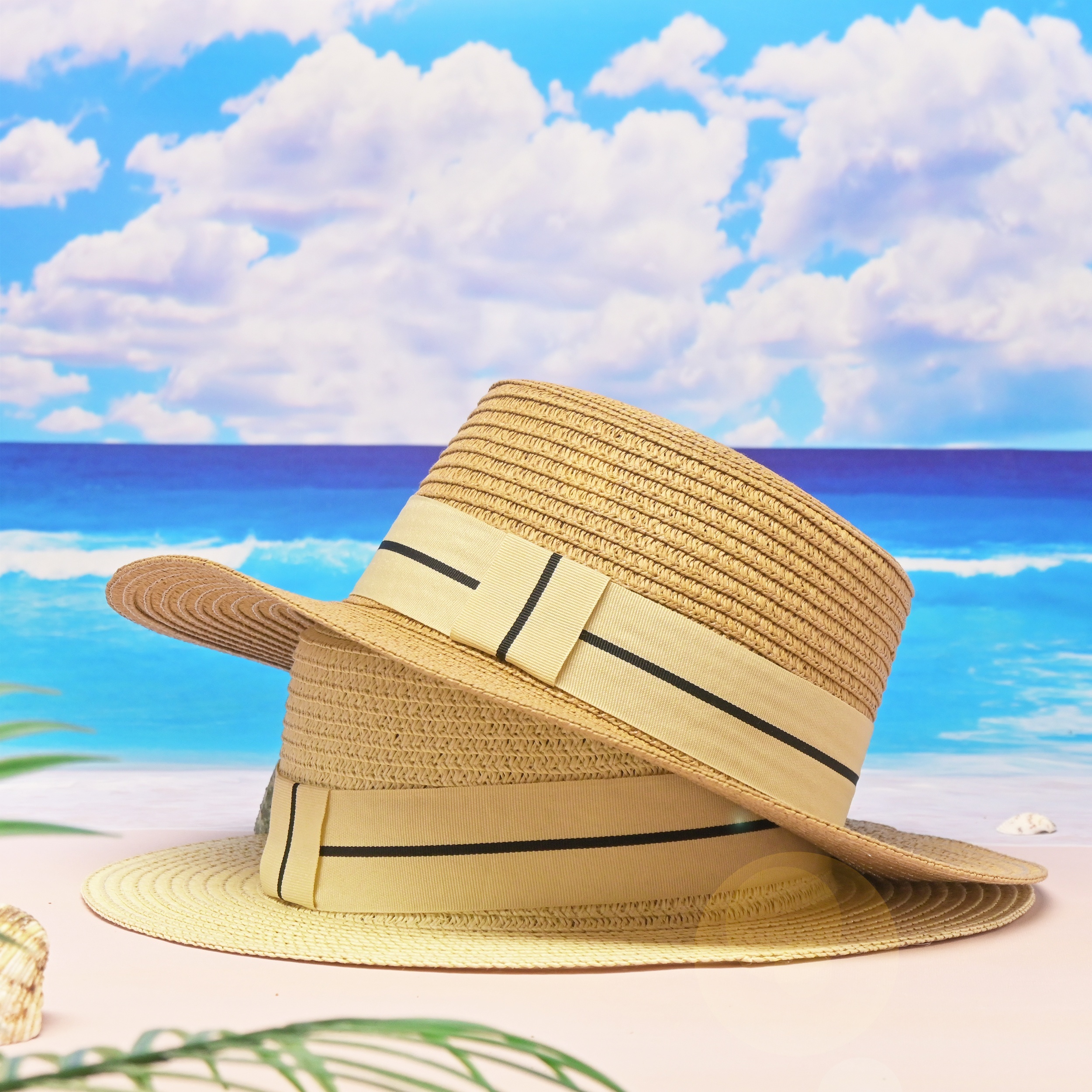 Solid Color Jazz Sun Hats Trendy Flat Brim Breathable Straw - Temu