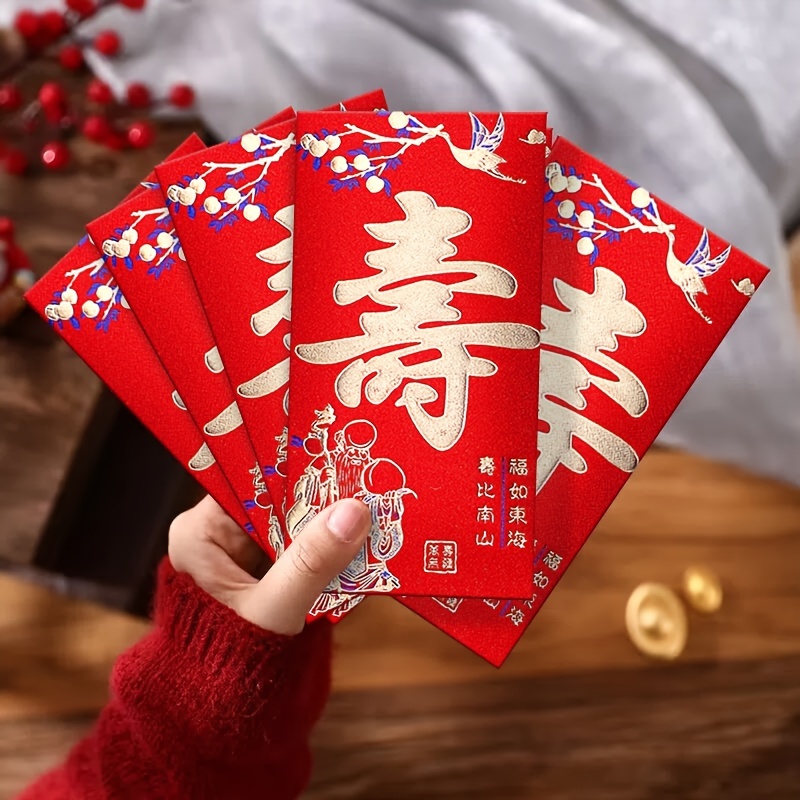 6pcs Matte Frosted Small Blessing Red Envelope Cash Envelope Lucky