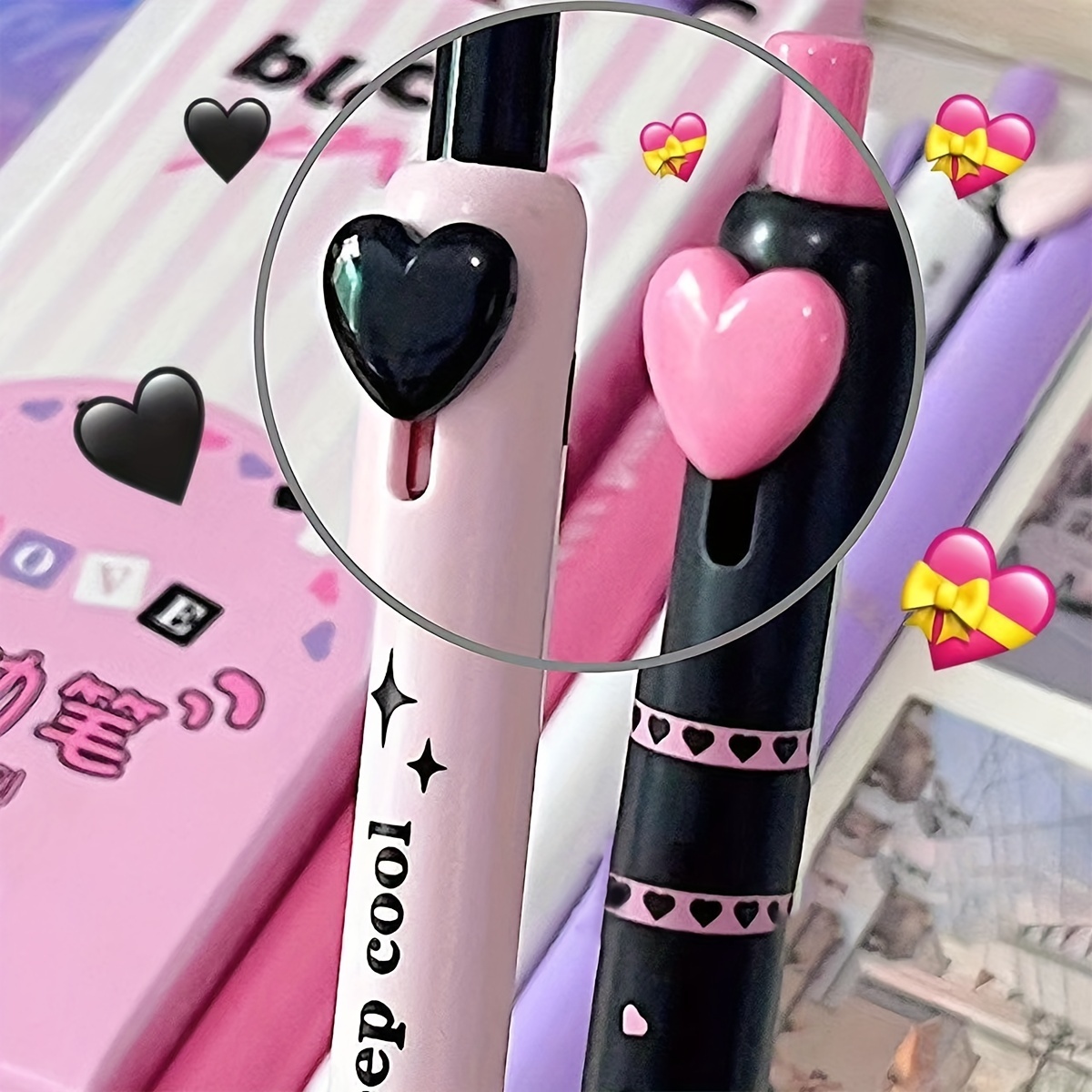 Cute Pens Kawaii 0.5mm Black Ink Gel Pens Fine Point Smooth Writing Ballpoint for Office School Supplies Nice Fun Gifts for Kids Girls Women Pens for