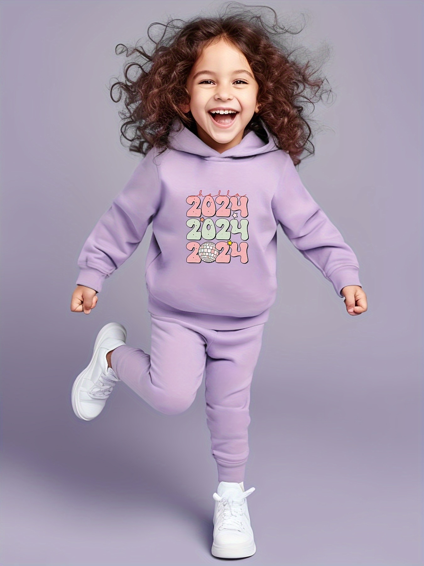 Girls Cartoon 2024 Pattern Long Sleeve Hooded Sweatshirt - Temu