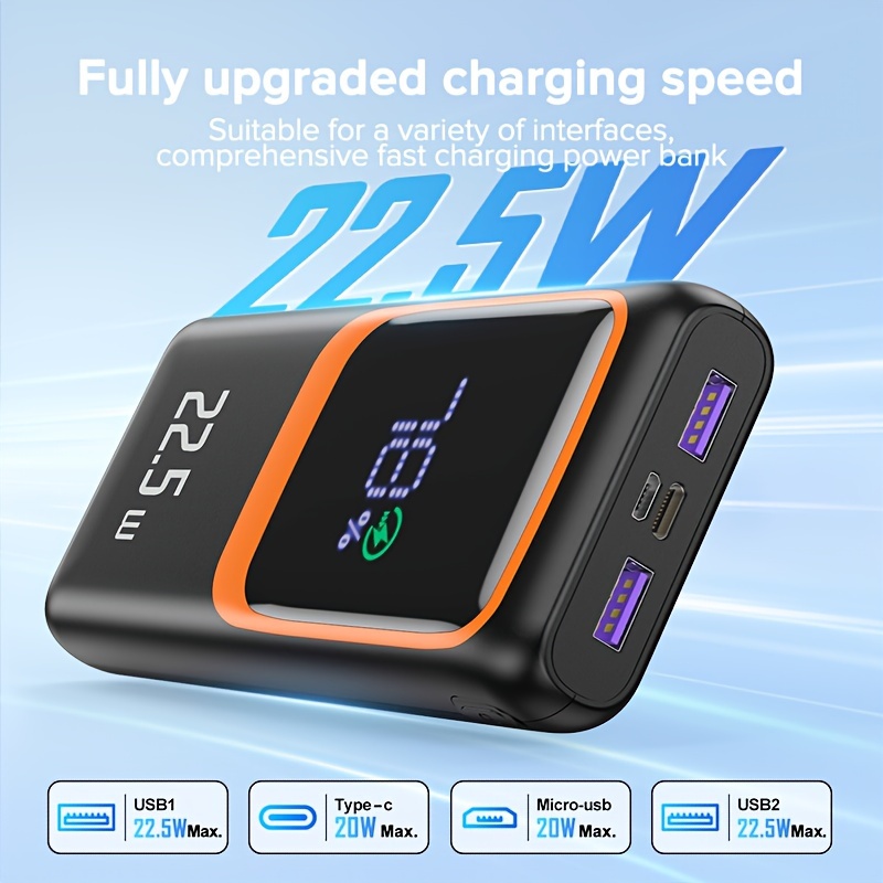 30000mah Power Bank Fast Charging Portable Powerbank Pd - Temu