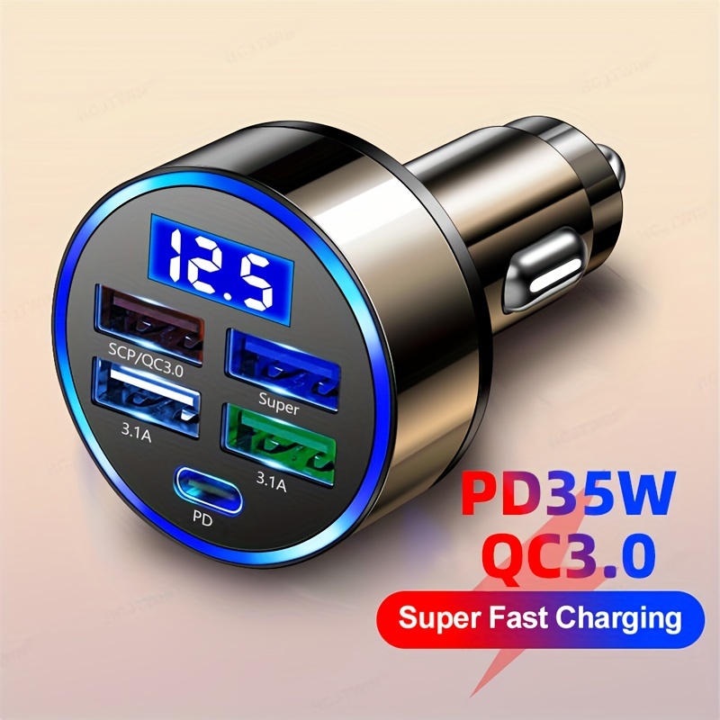 

Pd + Qc 3.0 Fast Charging Car Phone Charger Adapter 4 Ports Usb Car Charger Type C Pd Quick Charge 3.0 Car Charger