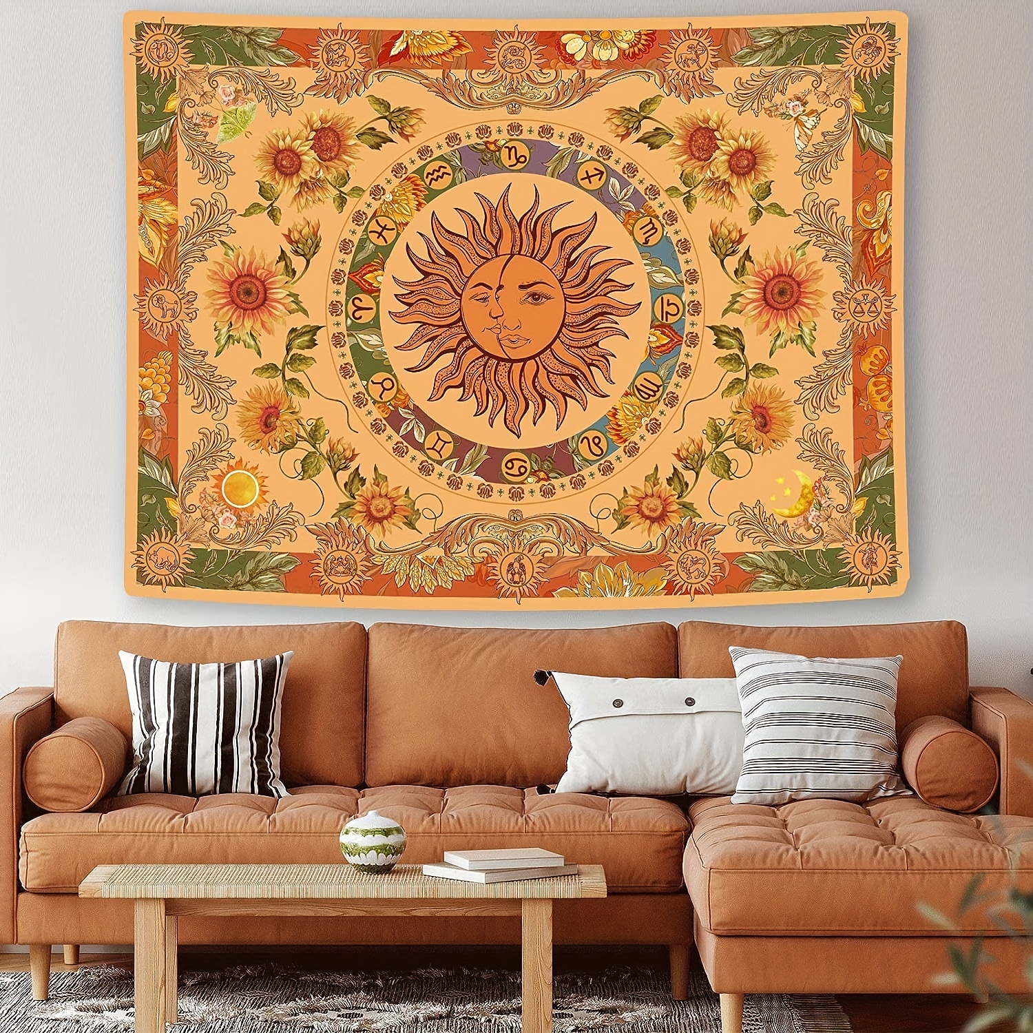 Sun Print Tapestry Wall Hanging Family Bedroom Decorated With