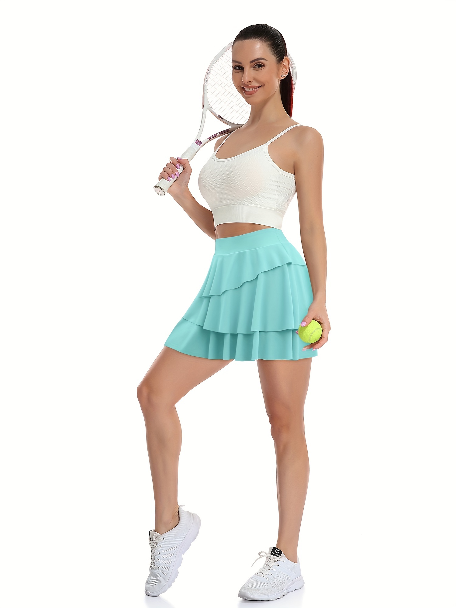 2 In 1 Three Layer Ruffle Skirt With Shorts Inner Side Pocket Tennis Golf  Sports Skirts Womens Activewear - Sports & Outdoors - Temu