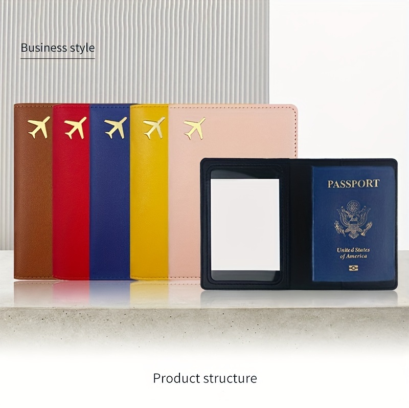 1pc Thickened PU Leather Travel Passport Protection Case, Storage Case Document Holder