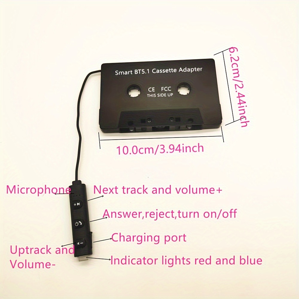 Wireless Car Cassette Player Adapter 5.0 Cassette Receiver Converter