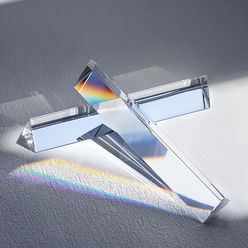 Cristal de verre optique Triple prisme triangulaire pour l'enseignement de  la physique de la lumière