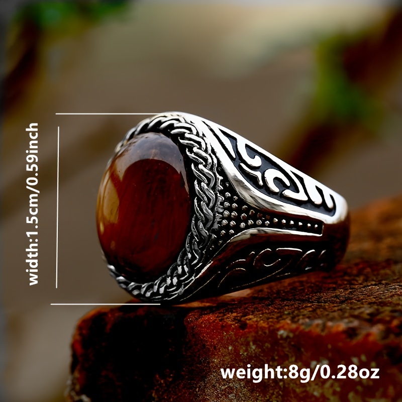 Vintage Tiger Eye Gemstone Ring, Classic Oval Design