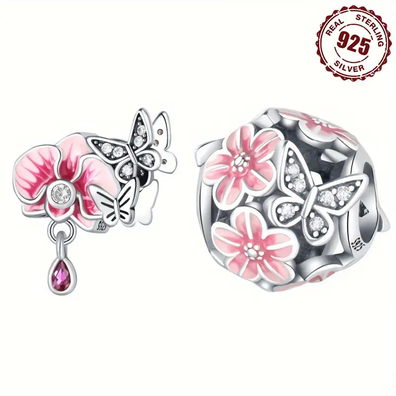 Sterling Silver DIY Flower Beads For Pandora Bracelets Elegant