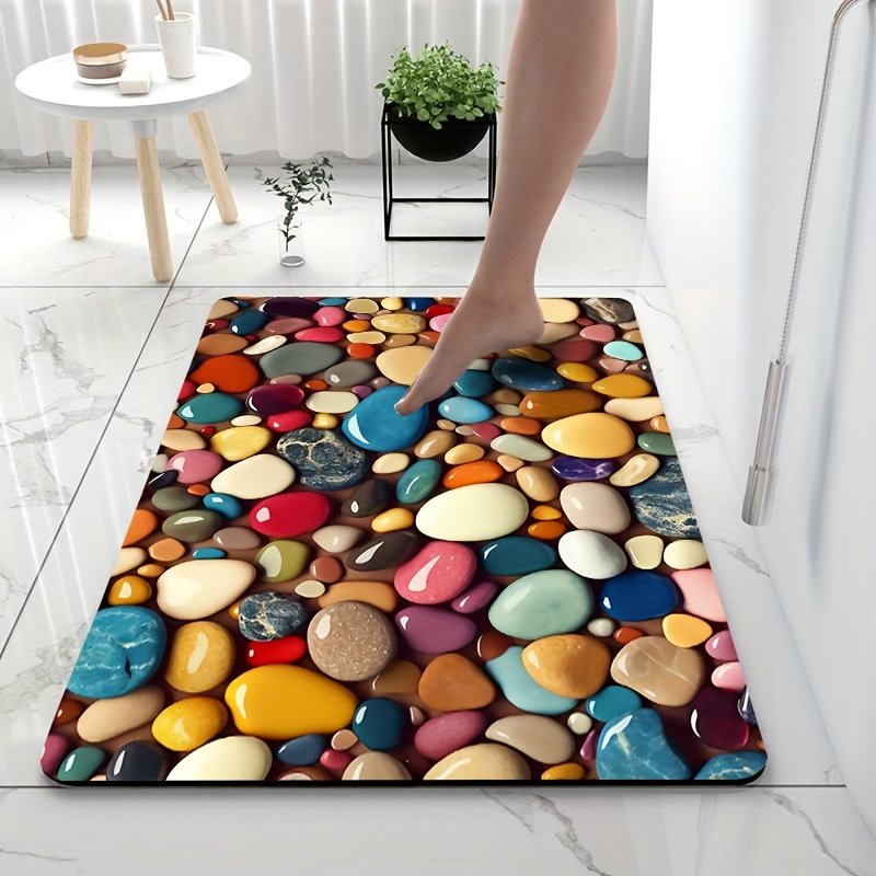 Memory Foam Bath Mat Embossed Pebble Comfortable Floor Rug - Temu