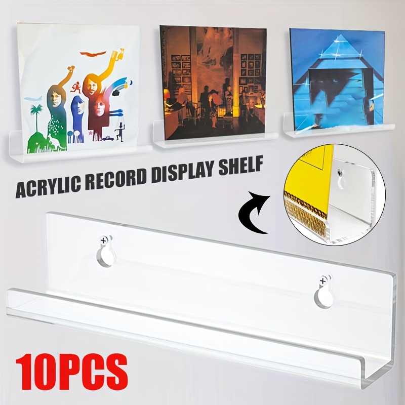 10pcs Vinyl Record Display Shelf Wall Mount Minimalist Acrylic