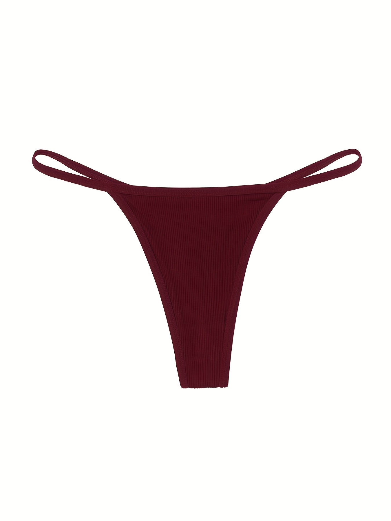 Solid Ribbed Thongs Soft Comfy Stretchy Intimates Panties - Temu Canada