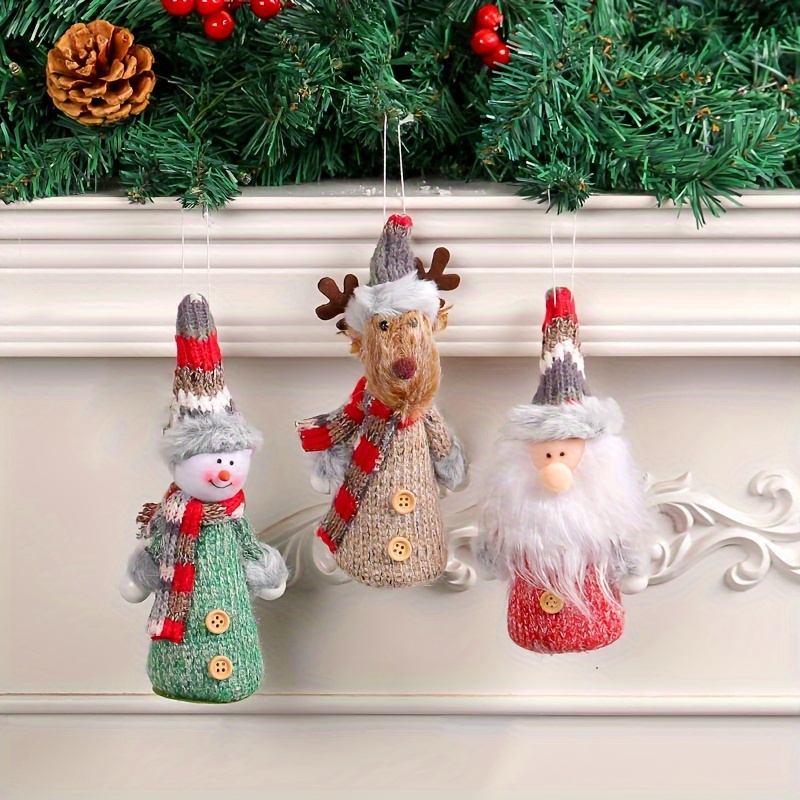 Accessoires de sapin de Noël Poupée de Noël Danse Vieil homme de neige Cerf  Ours Tissu Poupée Petit Pendentif Suspendu Cadeau