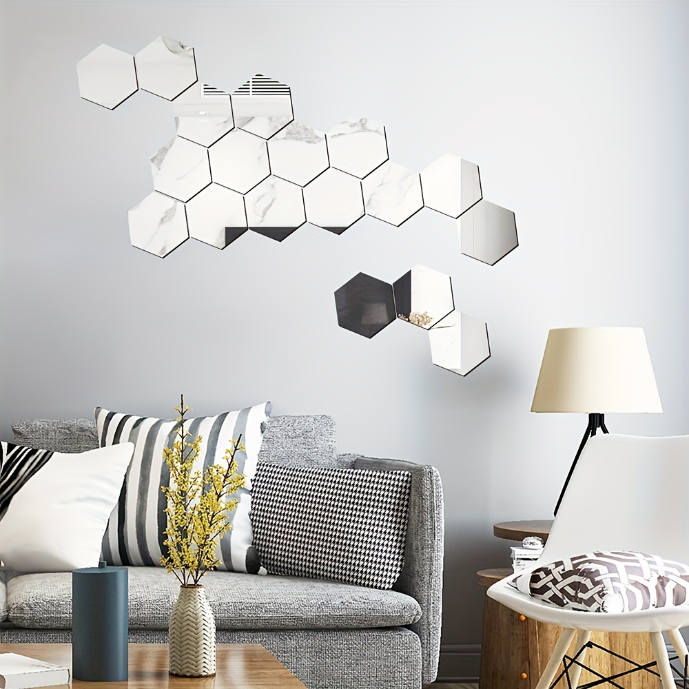 Hexagonal Mirror Stickers Acrylic Wall Decor