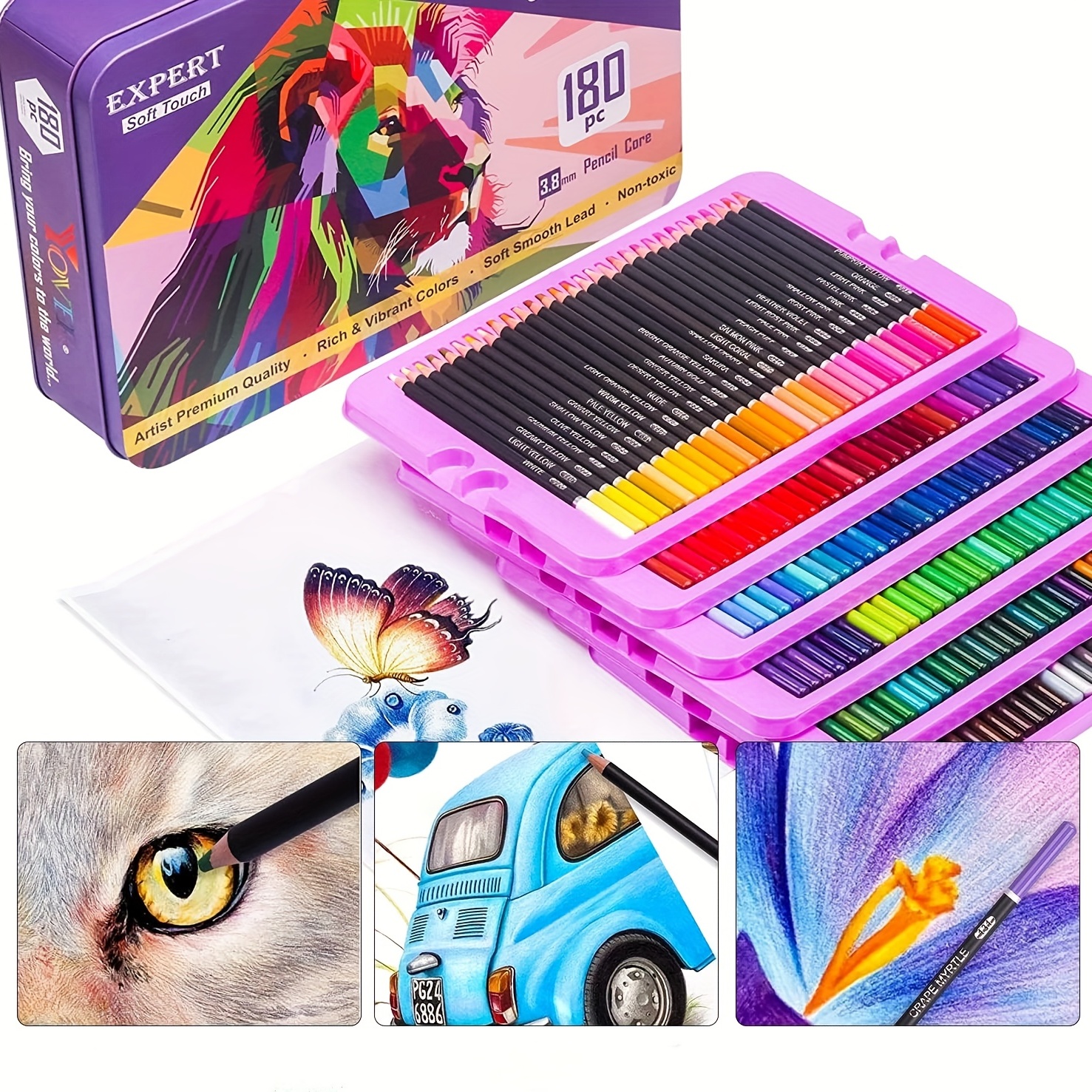  180 Professional Colored Pencils, Artist Pencils Set for  Coloring Books, Premium Artist Soft Core with Vibrant Colors for Sketching  Shading Blending Coloring, Gift Box for Beginners Adults Artists : Arts