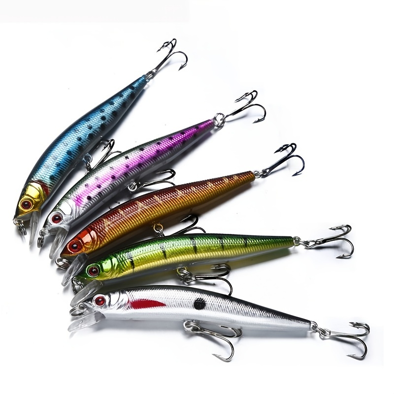 1pc Lure Baits With Treble Hooks And 3d Eyes Floating Minnow - Temu