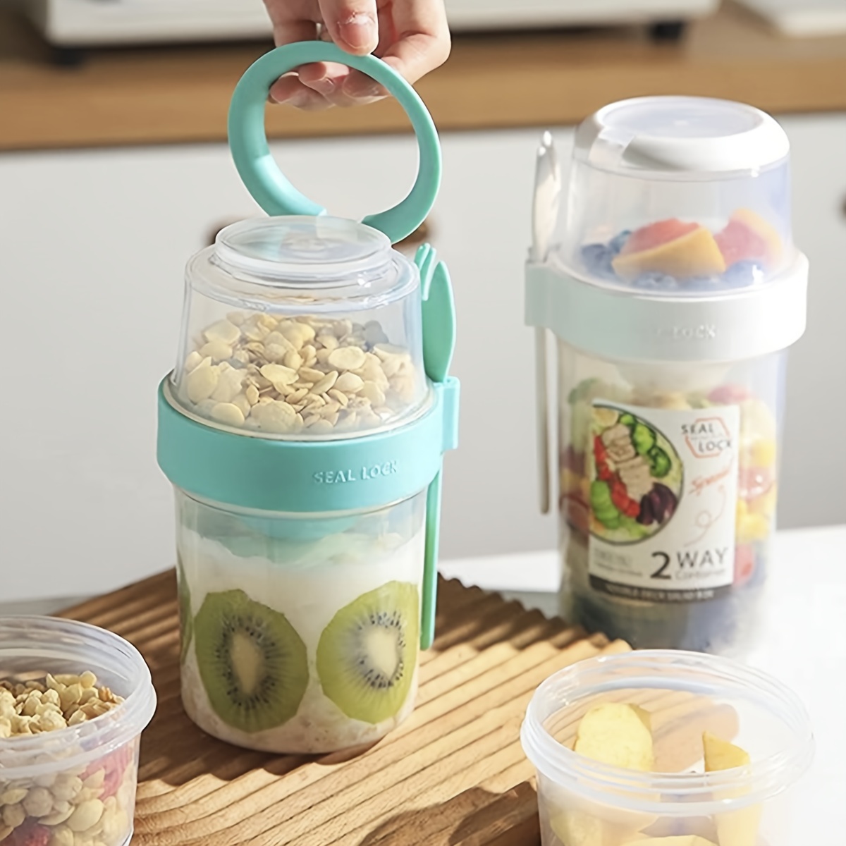Portable All-in-one Bento Box Set: Perfect For Breakfast, Cereal, Salad,  Yogurt, And More - Includes Fork, Sauce Cup/bottle, And Food Storage  Container! - Temu