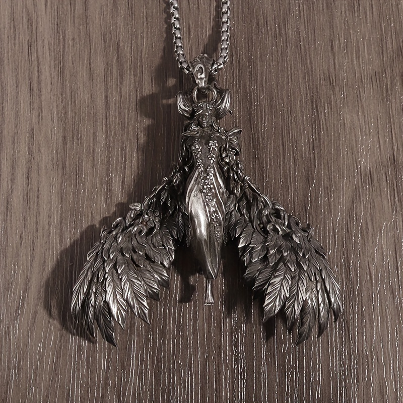 Retro Gothic Winged Devil Angel Pendant Necklace