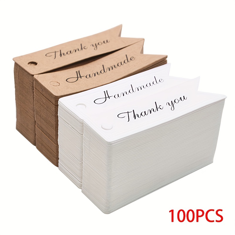 100pcs White Kraft Paper Tags Thank You Handmade Gift Tag Labels