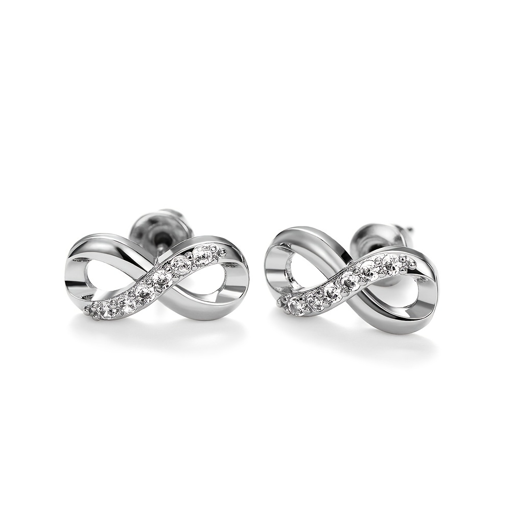 Lucky Cubic Zirconia Infinity Stud Earrings