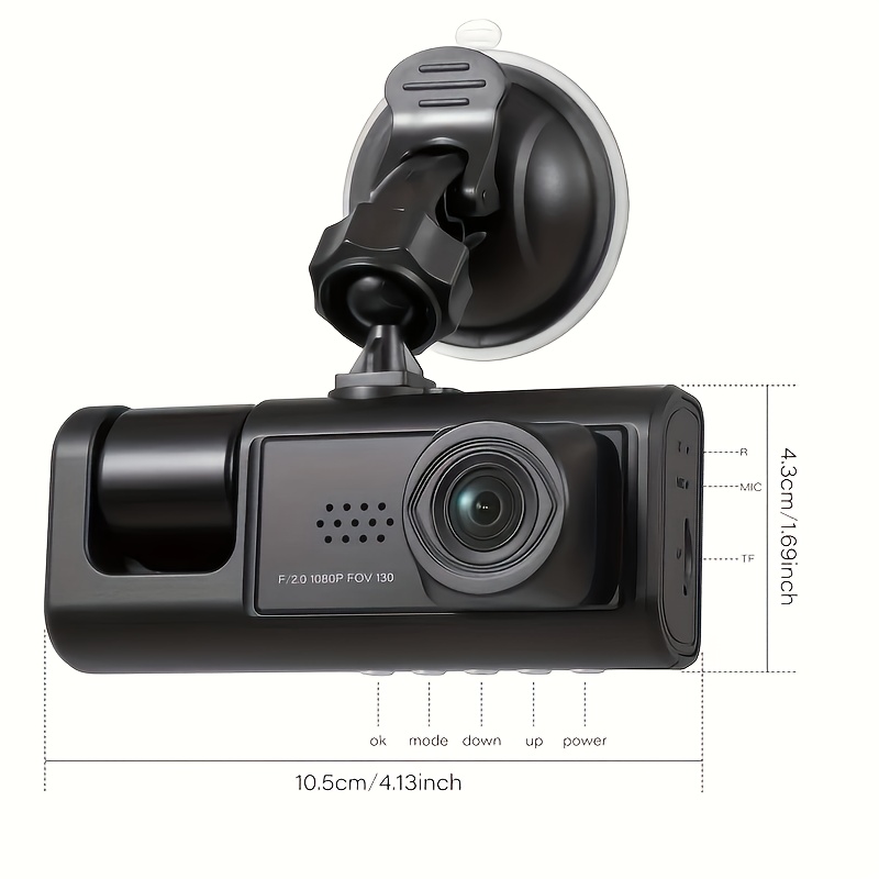 Dashcam für Autos, vorne und innen, 1080P-Dual-Kamera mit IR-Nachtsicht,  Loop-Aufnahme, Auto-DVR-Blackbox mit 5,08 cm IPS-Bildschirm