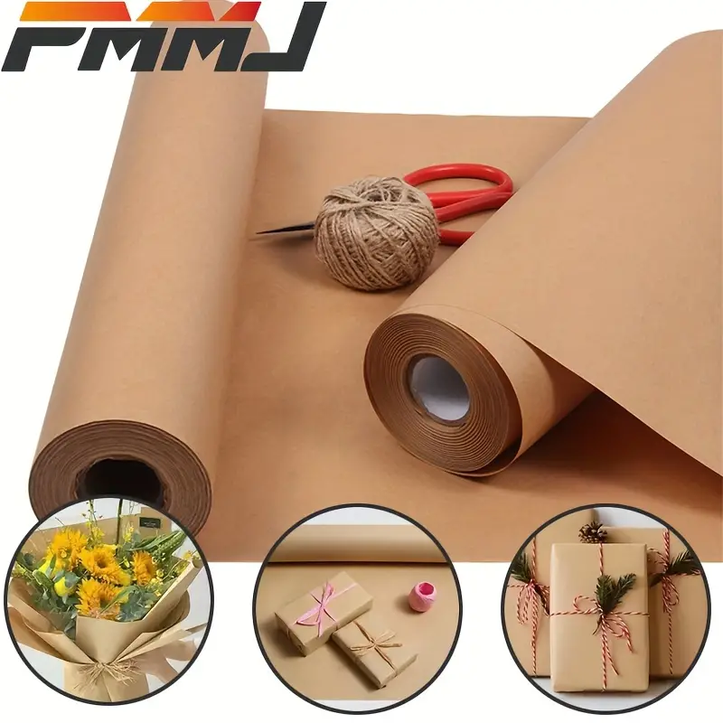 Brown Kraft Paper Craft Paper Roll Flowers Wrapping Paper - Temu