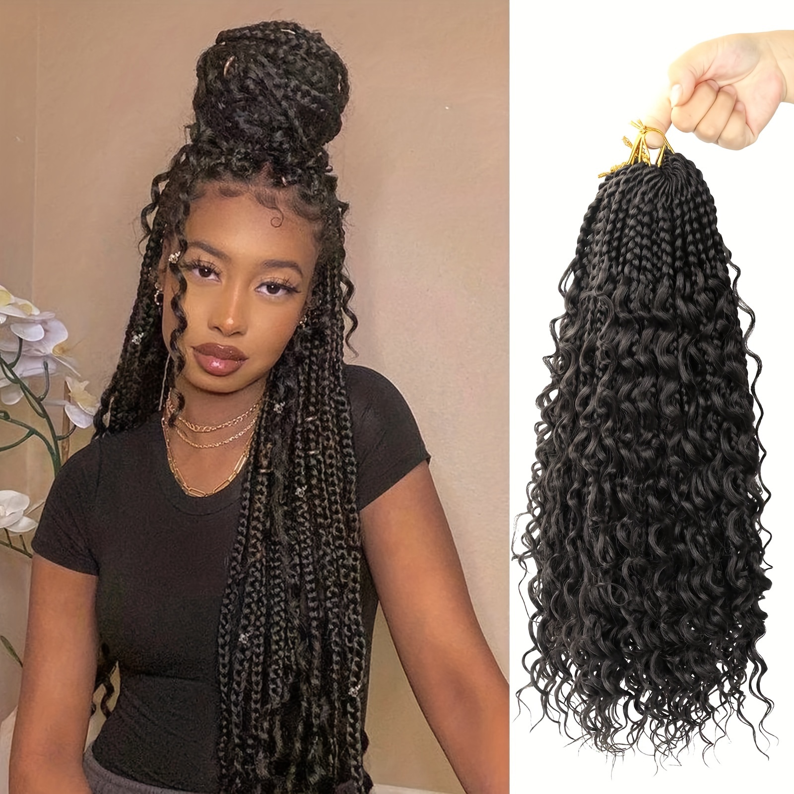 Nia T27 Goddess Crochet Ombre Box Braids with Curly Ends Hair