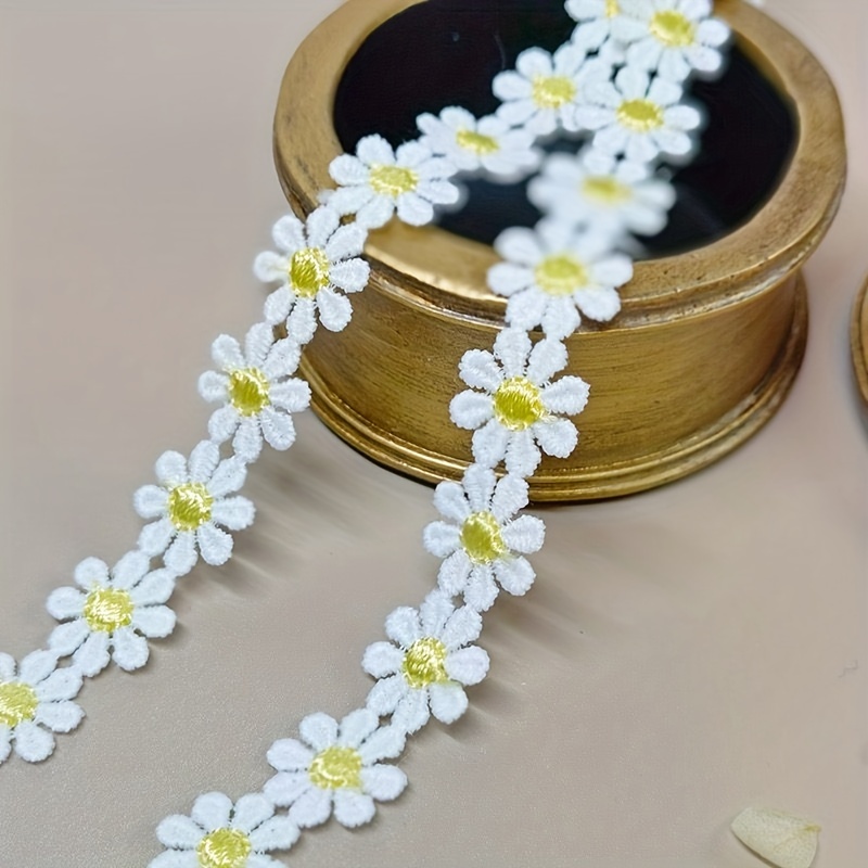 1 Yard Yellow Daisy Sun Flower Lace Trim Flower Embroidered - Temu