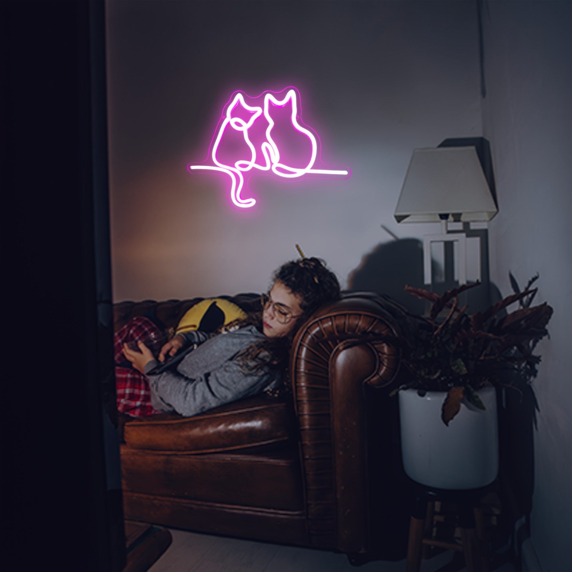 1pc Cat Led Neon Sign Mirror Light Specchio Decorativo Neon - Temu Italy