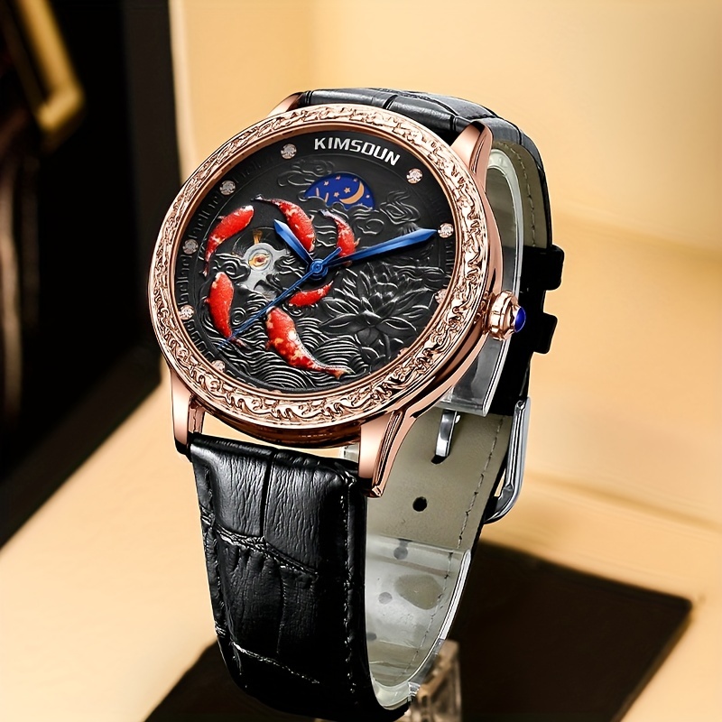 Diseñador de marca Reloj para hombre Moda Día Fecha Relojes de pulsera  mecánicos automáticos Reloj de lujo Fecha de cuero Movimiento de fase lunar