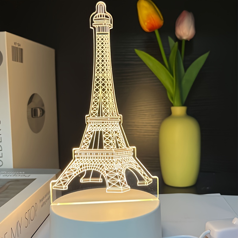 3d Night Light Ancient Buildings Paris Tower Bedside Lamp - Temu