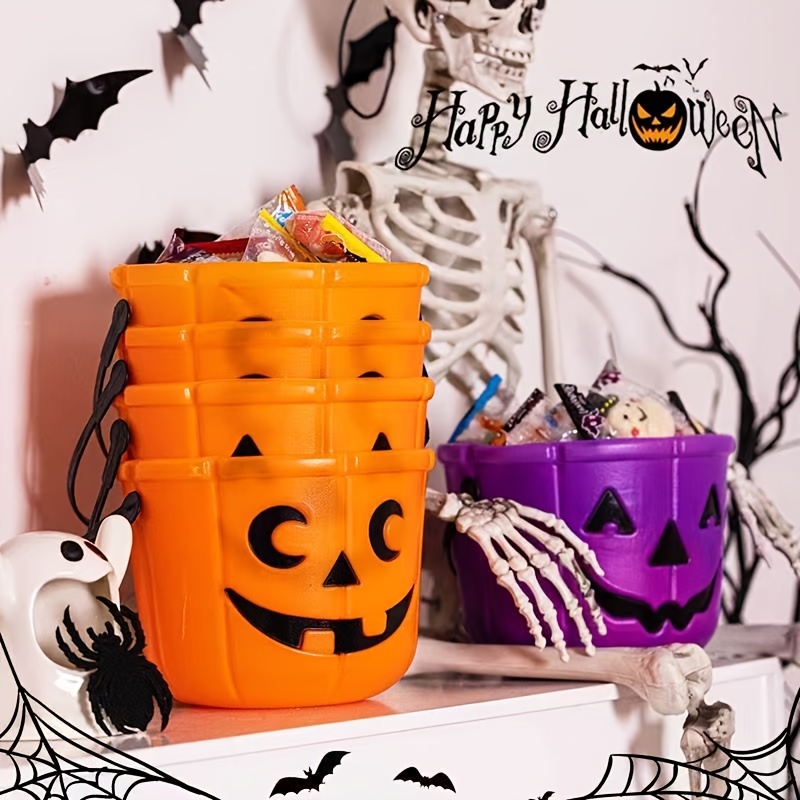 Halloween Pumpkin Bucket Sweet Candy Holder Portable Basket - Temu
