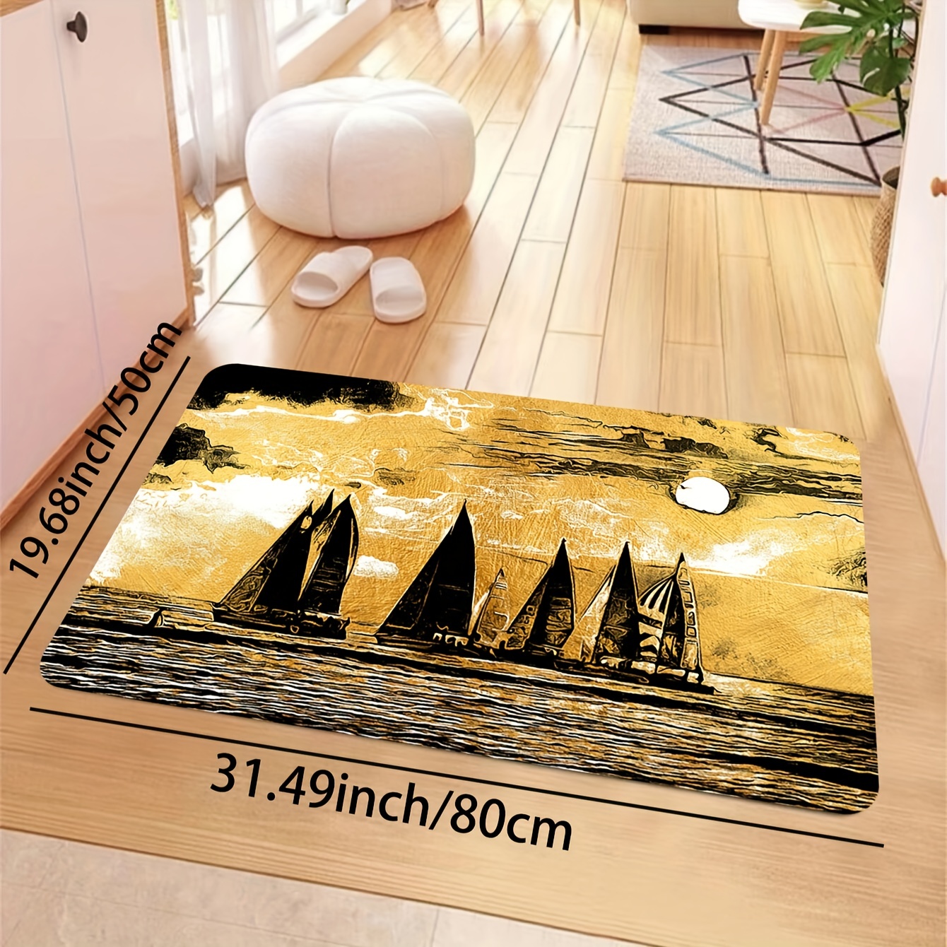 3d Wood Leaf Pattern Kitchen Rugs, Absorbent Non Slip Cushioned