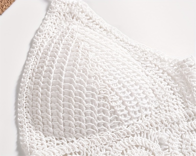 Bohemian ethno-style embroidered chest cup embroidery, halterneck small vest, suspender short backless openwork swimsuit top, bikini Women's swimsuit