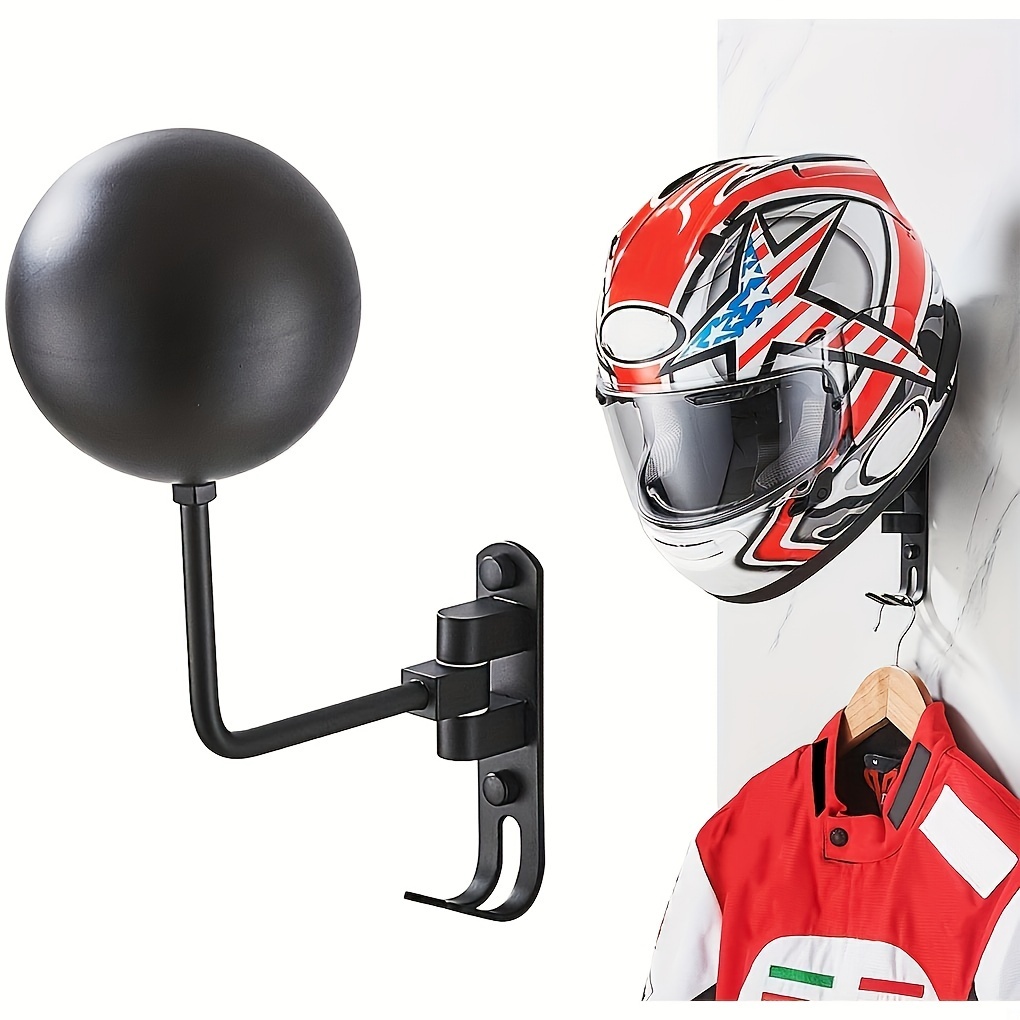  JIYIFOUHY Soporte de pared para casco de motocicleta, soporte  para casco, soporte para casco, rotación de 180 grados, soporte de  almacenamiento de casco de aluminio con ganchos dobles, accesorios de 