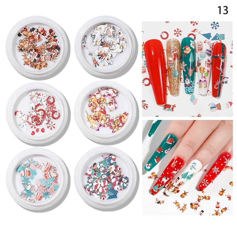  Christmas Nail Art, 6 Boxes Holographic Snowflake