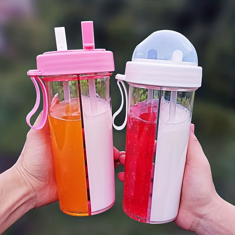 420ml Kid Water Bottle with Straw Cute Cartoon Leak Proof Food Grade  Plastics Mug Portable Cup for Travel Sport School