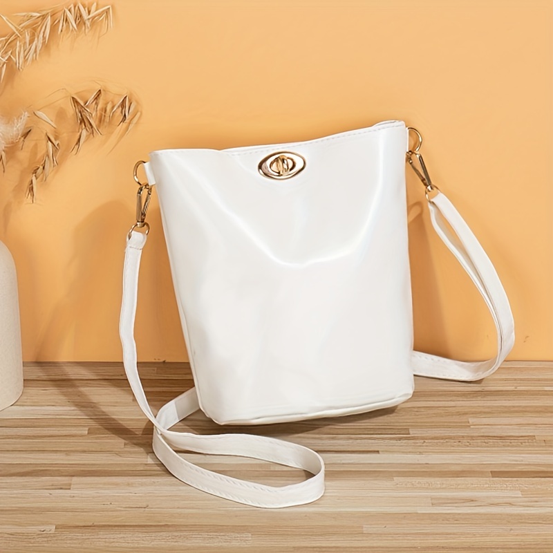 Minimalist Colorblock Bucket Bag, All-match Turn-lock Shoulder Bag, Women's  Classic Bag - Temu