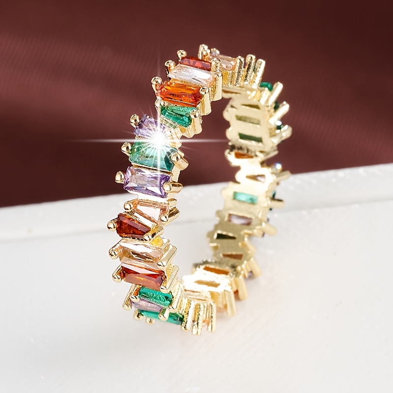 Geometric Zirconia Ring Women, Elegant Silver Jewelry