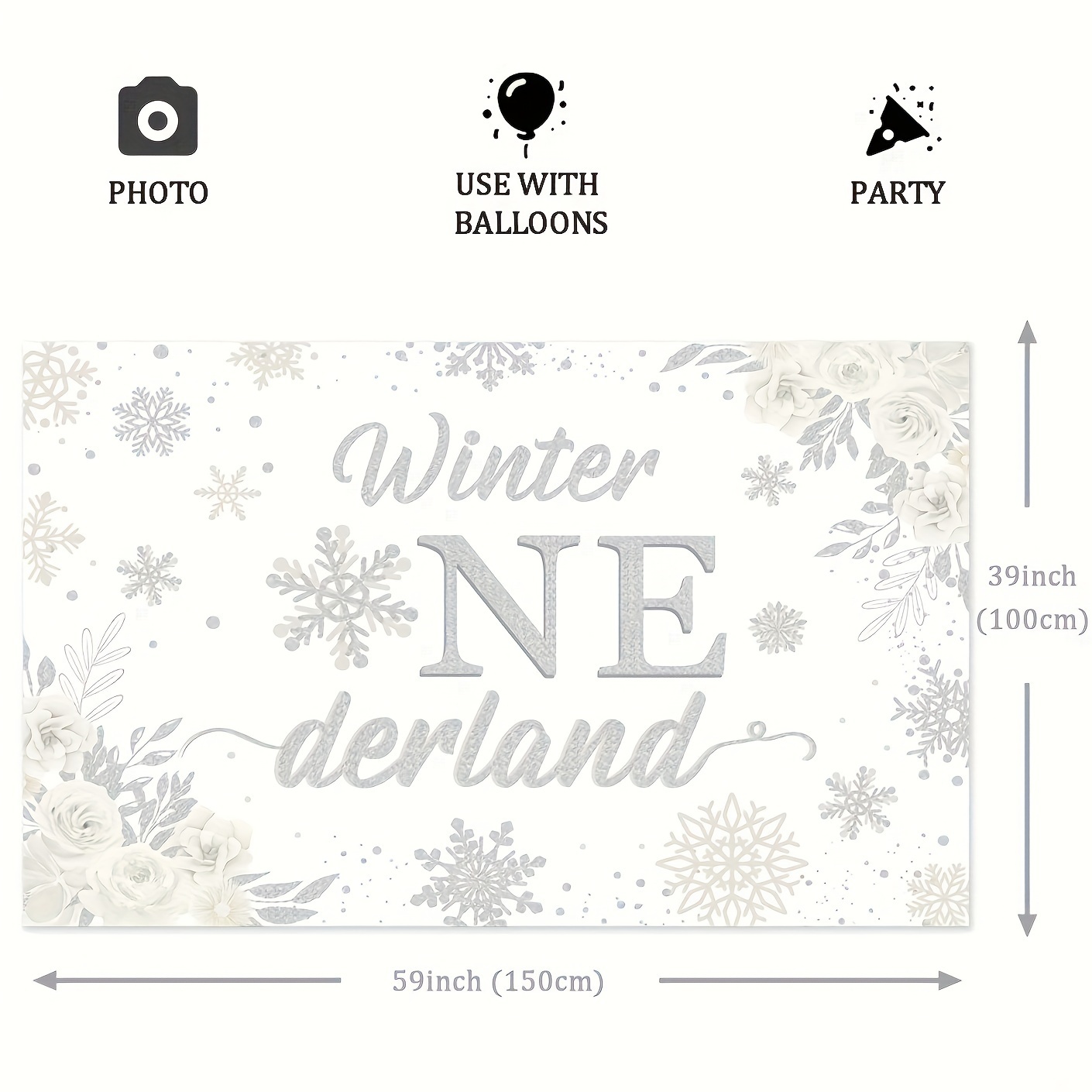 Winter Onederland Birthday Backdrop, Wonderland Winter Wonderland
