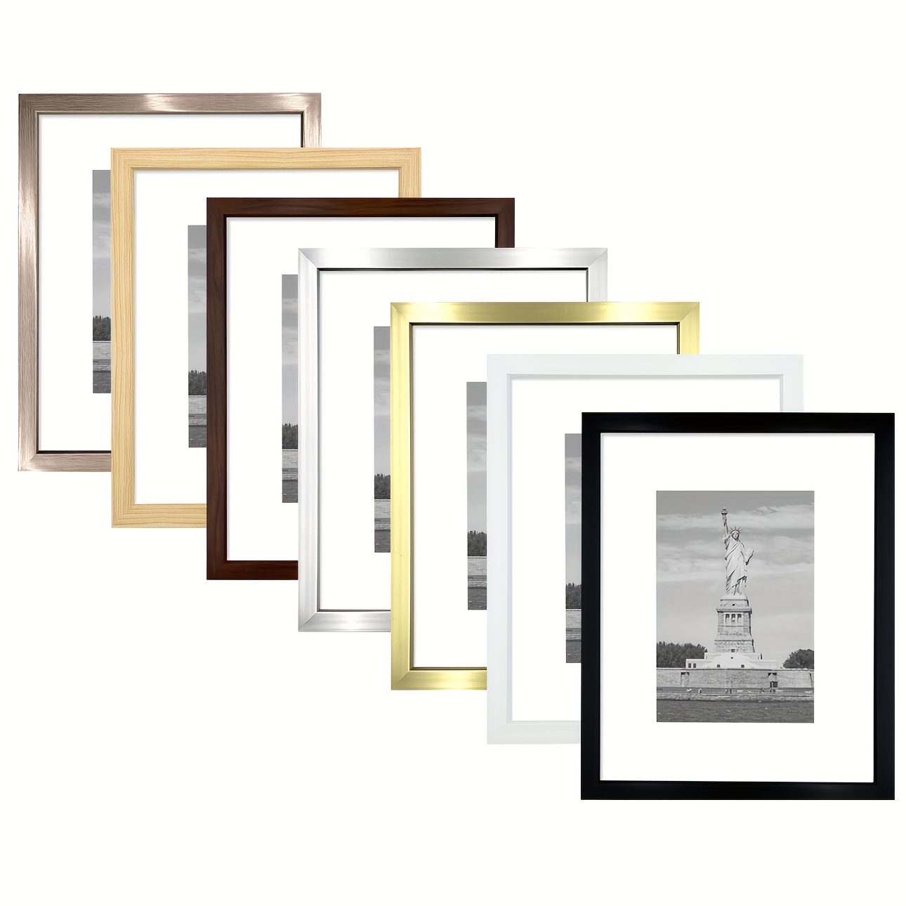 Americanflat 5x7 Thin Picture Frame in Black - Displays 4x6 with Mat and 5x7 Without Mat - Horizontal and Vertical Formats for Wall and Tabletop