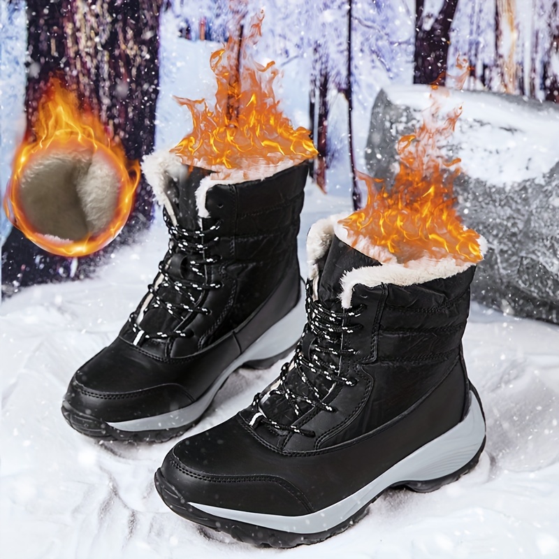 Women's Winter Snow Boots Warm Waterproof Lace Boots - Temu