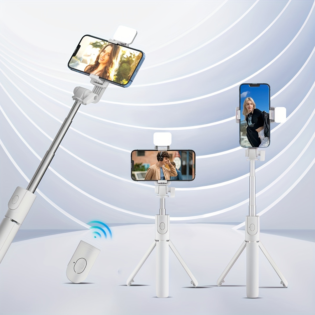 

Mobile Phone Selfie Stick Tripod With 1 Fill Light, Wireless Control Selfie Stick, Handheld 360-degree Rotatable Phone Bracket